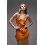 ASOS DESIGN lace trim satin cami top in tangerine