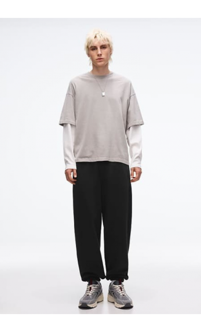 Bershka Plush joggers in black