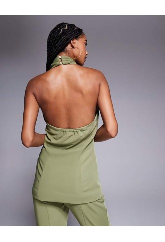 ASOS DESIGN tailored halterneck waistcoat co-ord