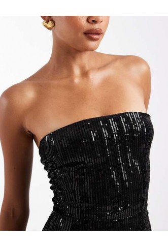 The Frolic exclusive sequin bandeau playsuit in black