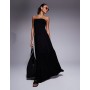 ASOS DESIGN shirred bodice tiered maxi dress in black