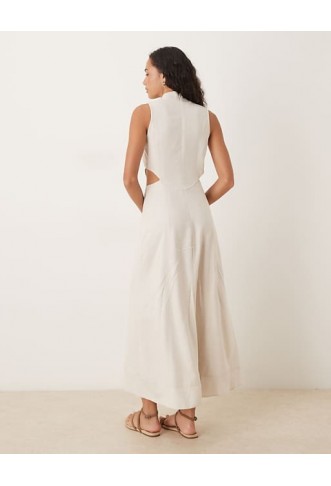 ASOS DESIGN high neck linen midaxi dress