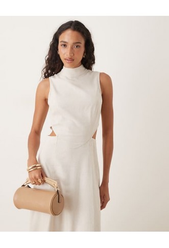 ASOS DESIGN high neck linen midaxi dress