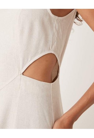 ASOS DESIGN high neck linen midaxi dress
