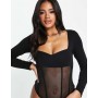 ASOS DESIGN corset style mesh bodysuit in black