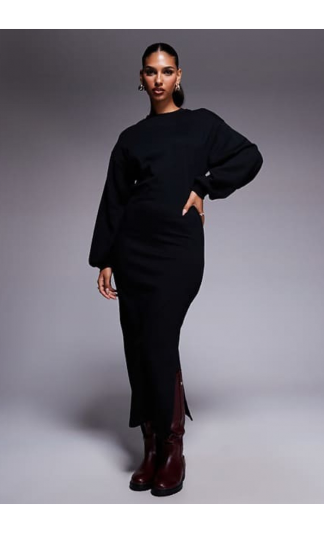 ASOS DESIGN cotton balloon sleeve midi dress
