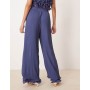 YAS frill trim trouser co-ord in deep blue