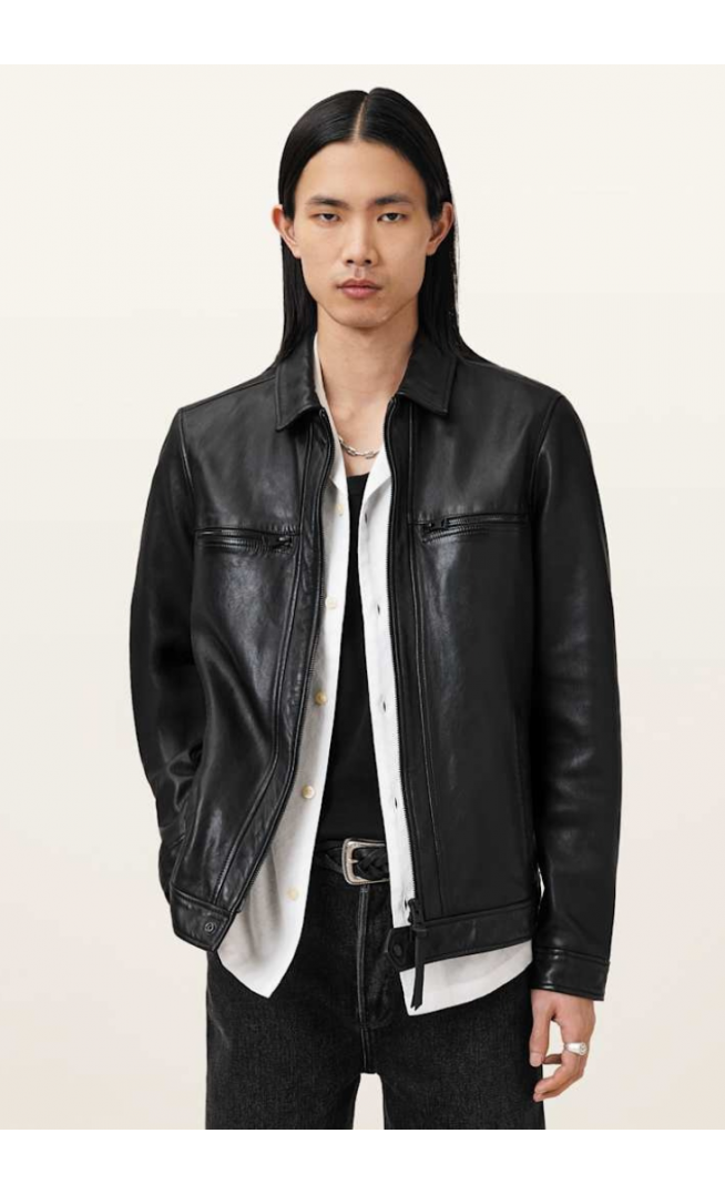 Allsaints Luck leather jacket in black - BLACK