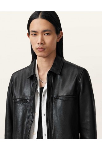 Allsaints Luck leather jacket in black - BLACK