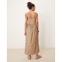 ASOS DESIGN bengaline cami midi dress in brown gingham