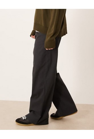ASOS DESIGN loose chinos in black with pleats