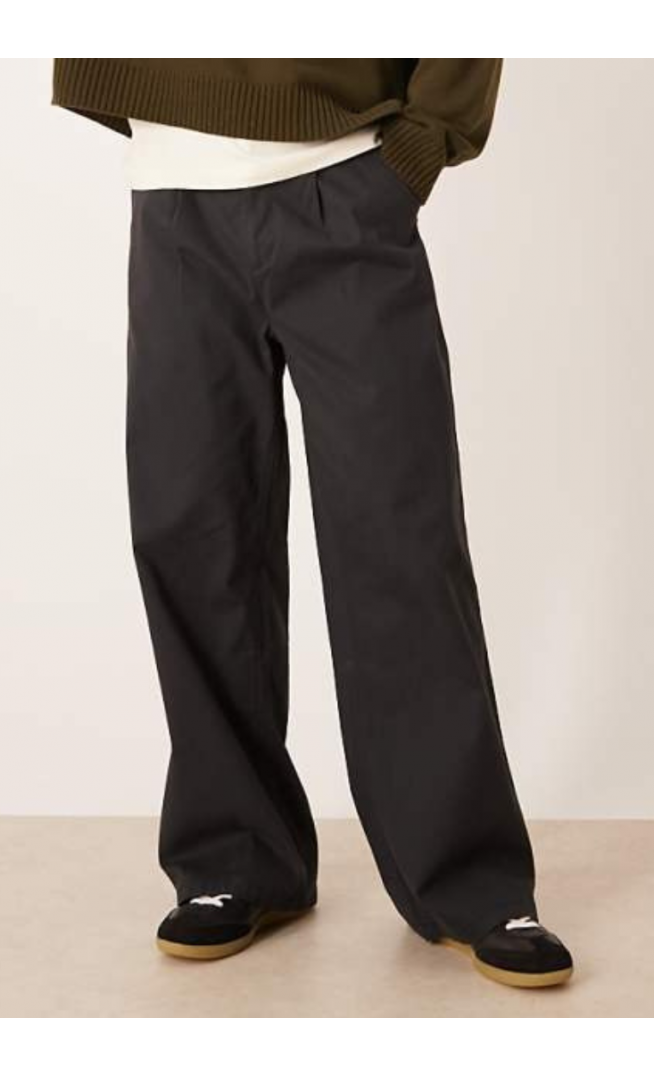 ASOS DESIGN loose chinos in black with pleats