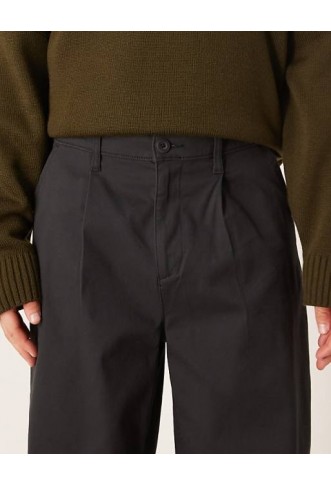 ASOS DESIGN loose chinos in black with pleats