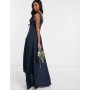 TFNC Bridesmaid one shoulder maxi dress in navy
