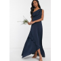 TFNC Bridesmaid one shoulder maxi dress in navy
