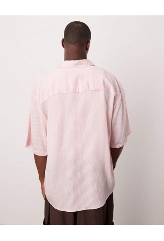 ASOS DESIGN oversized stripe shirt with embroidery