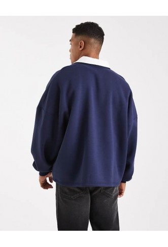 ASOS DESIGN extreme oversized rugby sweatshirt in navy