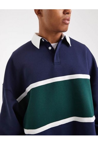 ASOS DESIGN extreme oversized rugby sweatshirt in navy