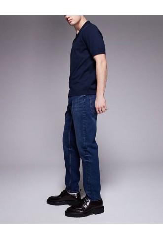 ASOS DESIGN tapered jeans in vintage dark wash blue