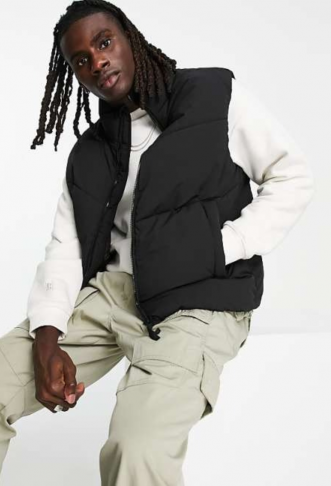 Bershka puffer gilet in black