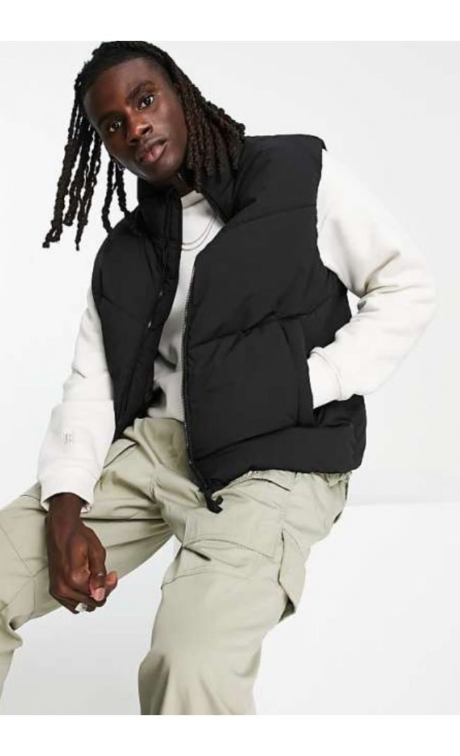 Bershka puffer gilet in black