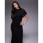 ASOS DESIGN mesh cape detail maxi dress in black