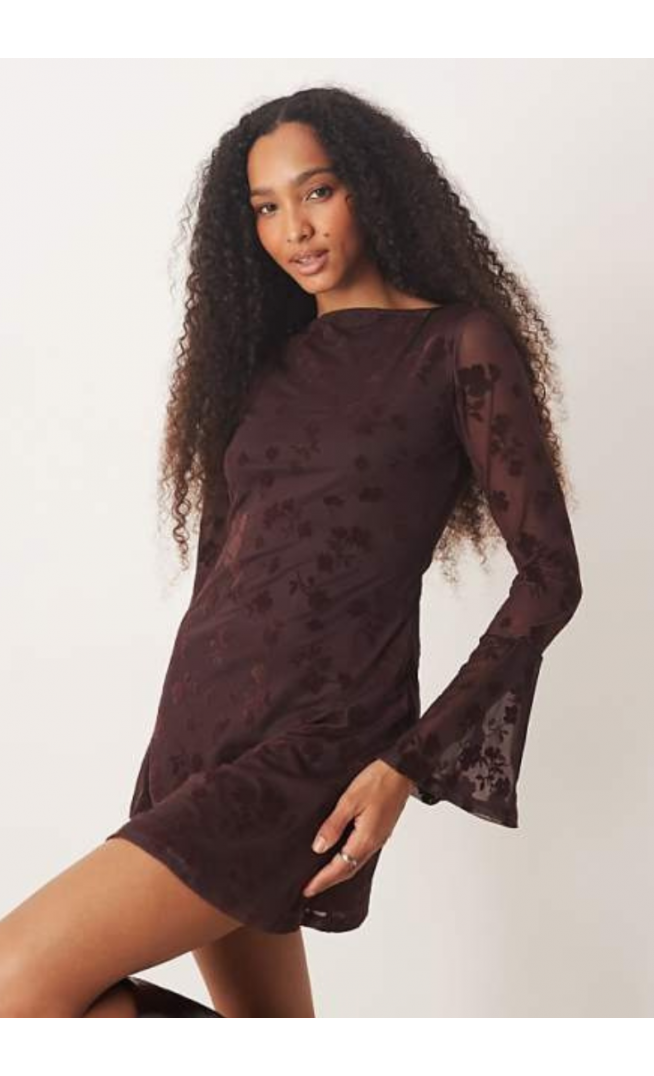 ASOS DESIGN flocked floral mini dress