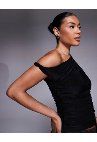 Kaiia exclusive double layered slinky off shoulder top