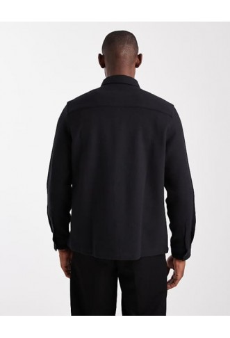 ASOS DESIGN vintage look flannel overshirt in black