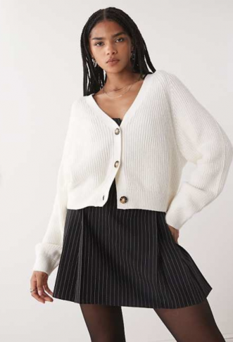 Monki knitted cardigan in ecru