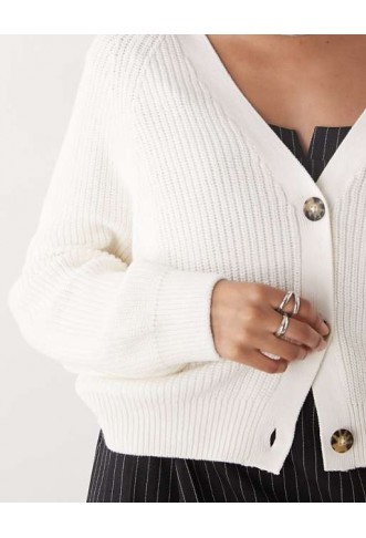 Monki knitted cardigan in ecru