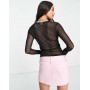 Noisy May mesh top in black