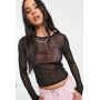 Noisy May mesh top in black