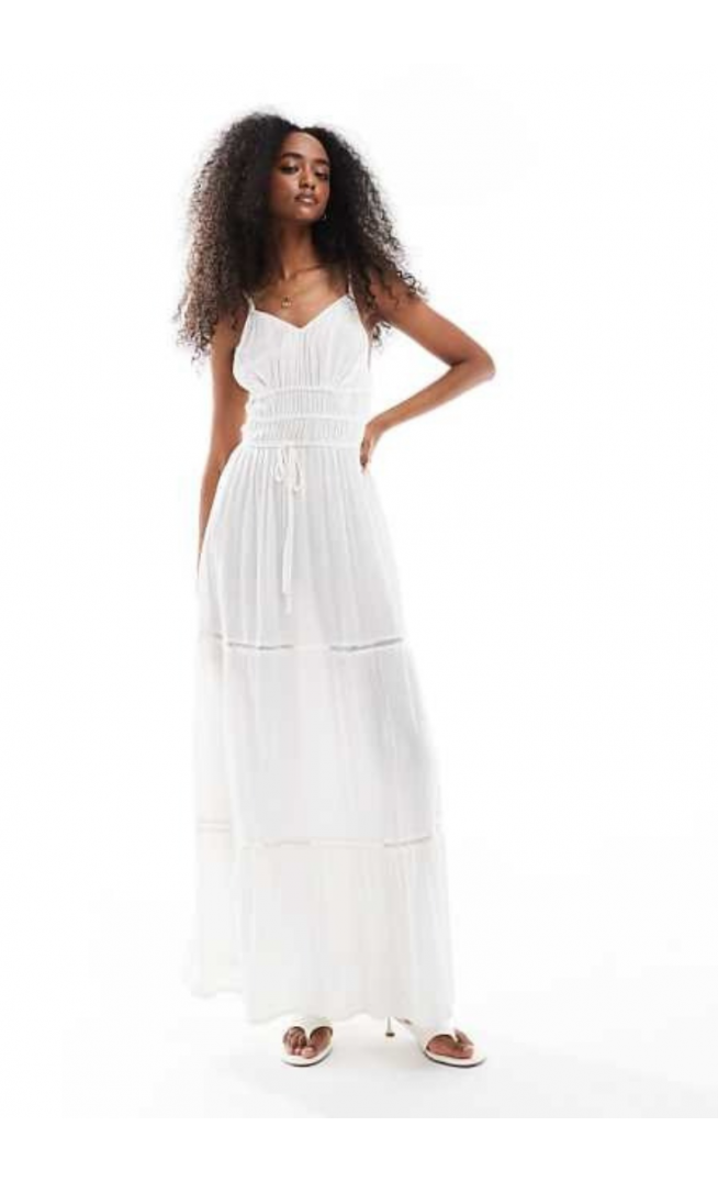 Wednesday's Girl tiered maxi cami dress in white