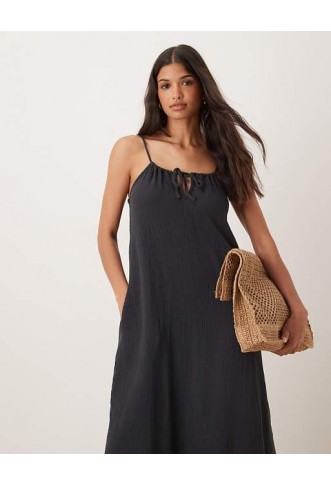 JDY cheesecloth sleeveless tie front maxi dress