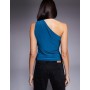 ASOS DESIGN slinky asymmetric cowl neck top in teal