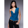 ASOS DESIGN slinky asymmetric cowl neck top in teal