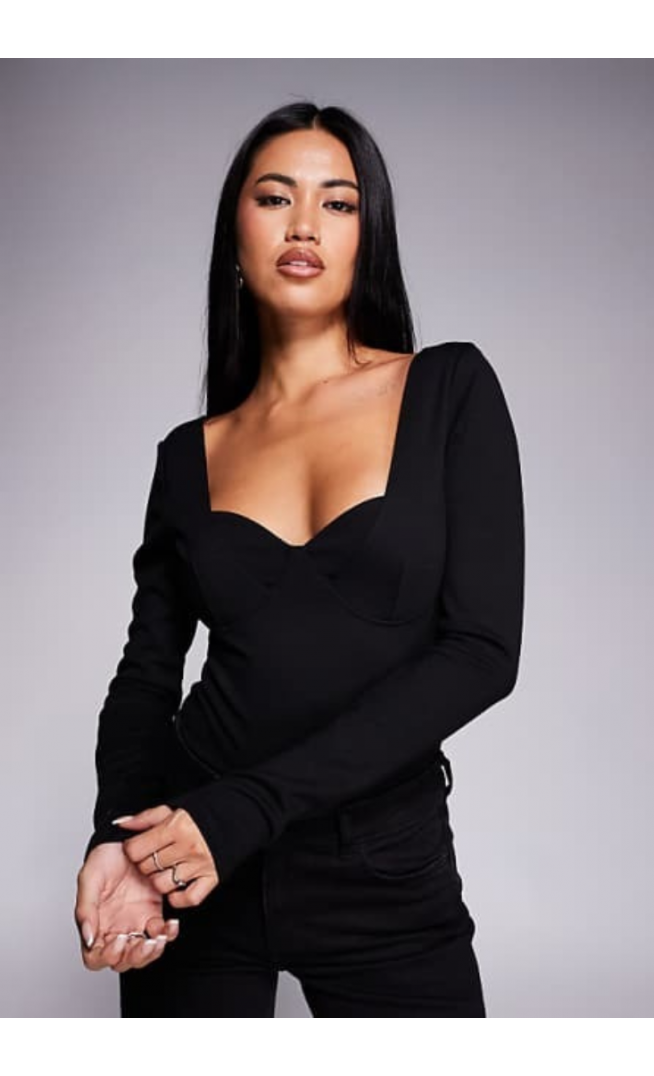 ASOS DESIGN cupped long sleeve bodysuit