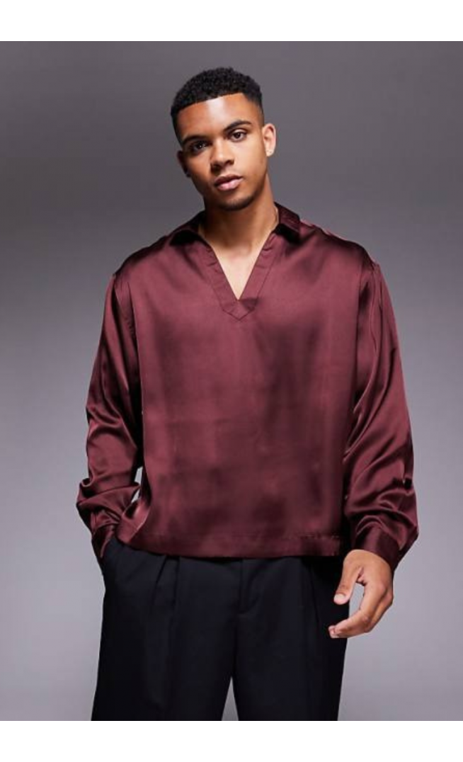 ASOS DESIGN boxy oversized overhead satin shirt