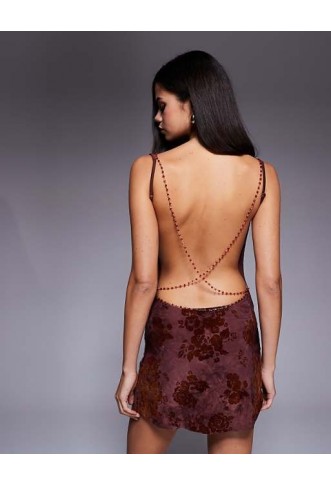 Tiger Mist cowl neck beaded cross back detail mini dress