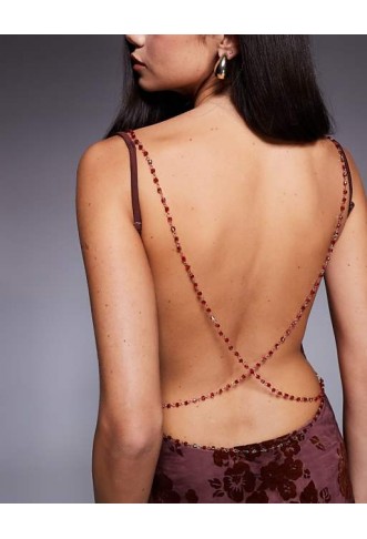 Tiger Mist cowl neck beaded cross back detail mini dress