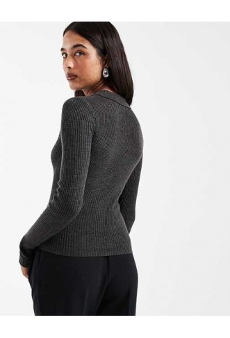 Brave Soul knitted long sleeve button down polo top