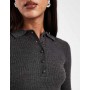 Brave Soul knitted long sleeve button down polo top