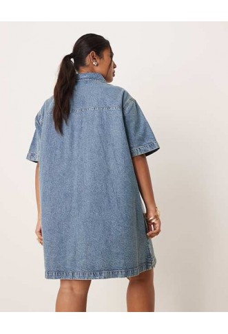 ASOS DESIGN short sleeve denim shirt dress