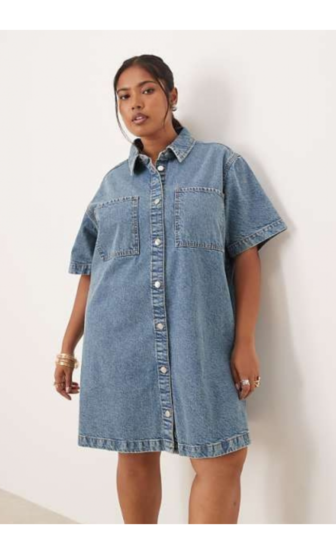 ASOS DESIGN short sleeve denim shirt dress
