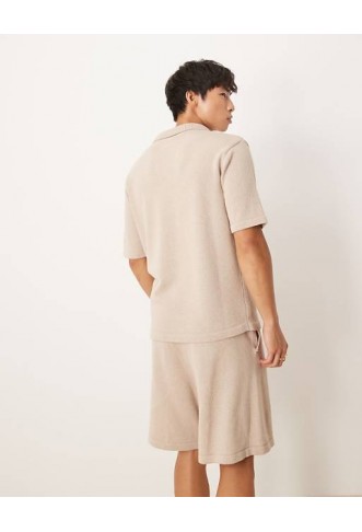 ASOS DESIGN relaxed knit notch neck polo Shirt