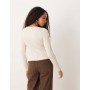 ASOS DESIGN wide neck rib cardigan in oatmeal