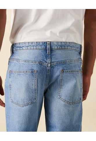 ASOS DESIGN tapered jeans in light wash blue