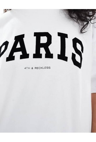 4th & Reckless oversized Paris logo t-shirt in white