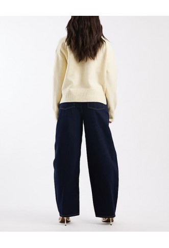 ASOS DESIGN high waisted barrel leg jeans in rinse